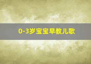 0-3岁宝宝早教儿歌