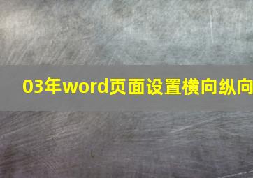 03年word页面设置横向纵向