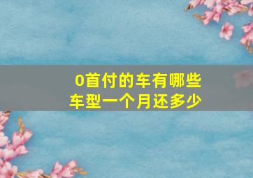 0首付的车有哪些车型一个月还多少