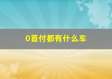 0首付都有什么车