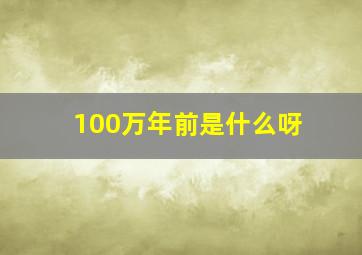 100万年前是什么呀