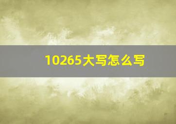 10265大写怎么写