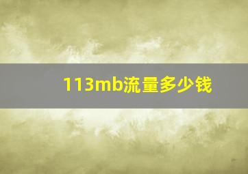 113mb流量多少钱