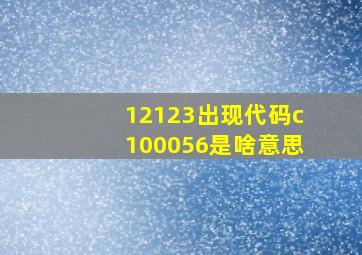 12123出现代码c100056是啥意思