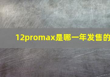 12promax是哪一年发售的