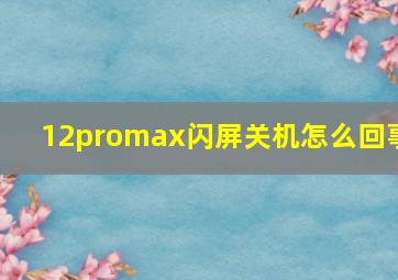 12promax闪屏关机怎么回事