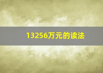 13256万元的读法