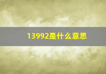 13992是什么意思