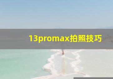 13promax拍照技巧