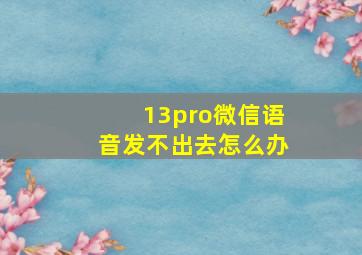 13pro微信语音发不出去怎么办