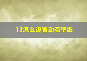 13怎么设置动态壁纸