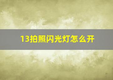 13拍照闪光灯怎么开