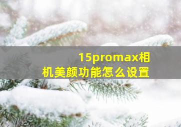 15promax相机美颜功能怎么设置