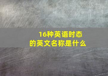 16种英语时态的英文名称是什么