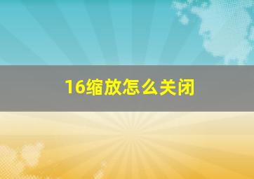 16缩放怎么关闭