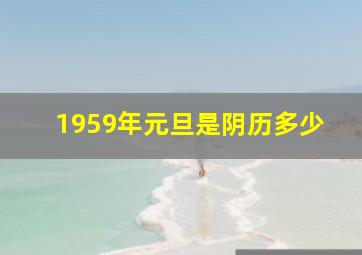 1959年元旦是阴历多少