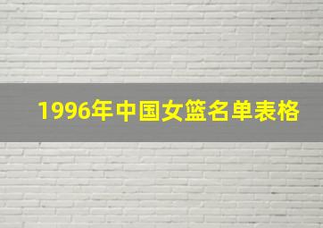 1996年中国女篮名单表格