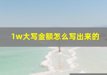 1w大写金额怎么写出来的