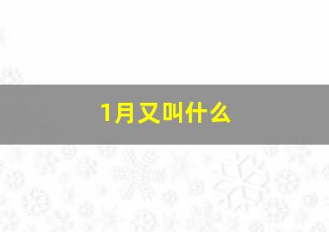 1月又叫什么