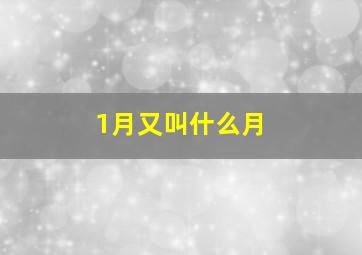 1月又叫什么月