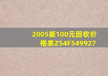 2005版100元回收价格表Z54F549927