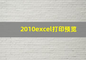 2010excel打印预览