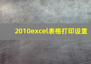 2010excel表格打印设置