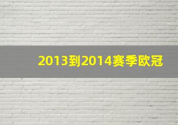 2013到2014赛季欧冠