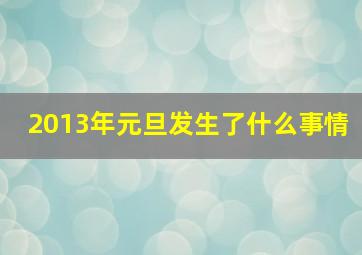 2013年元旦发生了什么事情