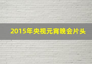 2015年央视元宵晚会片头