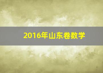 2016年山东卷数学