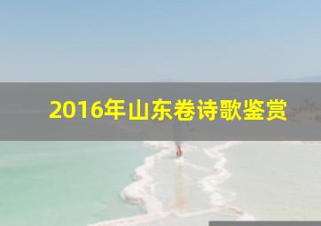 2016年山东卷诗歌鉴赏