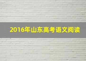 2016年山东高考语文阅读