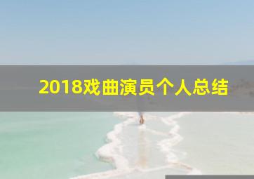 2018戏曲演员个人总结