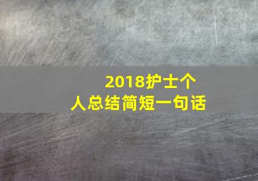 2018护士个人总结简短一句话