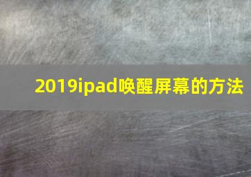 2019ipad唤醒屏幕的方法