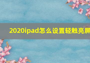 2020ipad怎么设置轻触亮屏