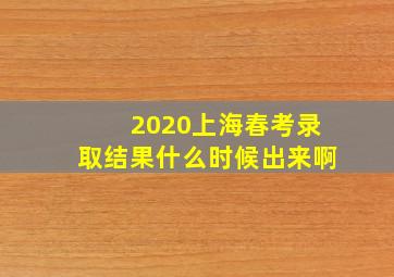 2020上海春考录取结果什么时候出来啊