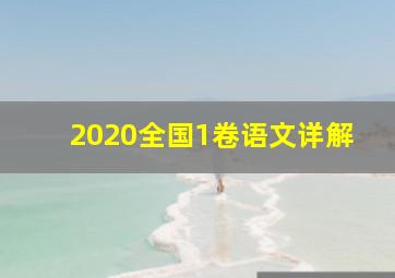 2020全国1卷语文详解