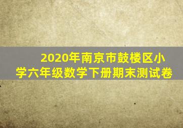 2020年南京市鼓楼区小学六年级数学下册期末测试卷