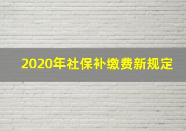 2020年社保补缴费新规定