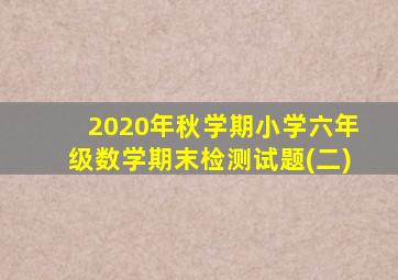 2020年秋学期小学六年级数学期末检测试题(二)