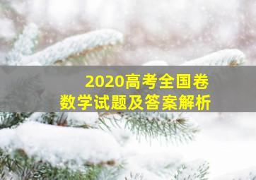 2020高考全国卷数学试题及答案解析