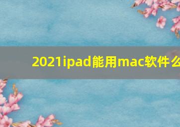 2021ipad能用mac软件么