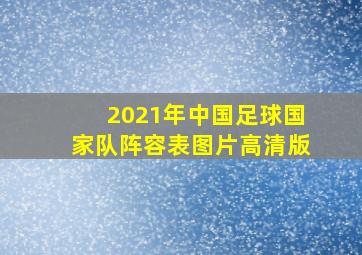 2021年中国足球国家队阵容表图片高清版