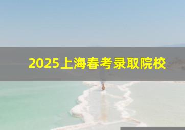 2025上海春考录取院校