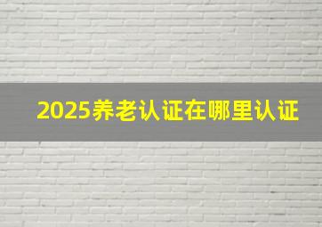 2025养老认证在哪里认证