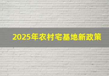 2025年农村宅基地新政策