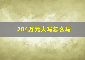 204万元大写怎么写