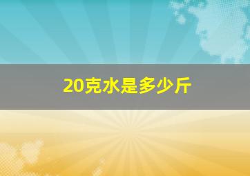 20克水是多少斤